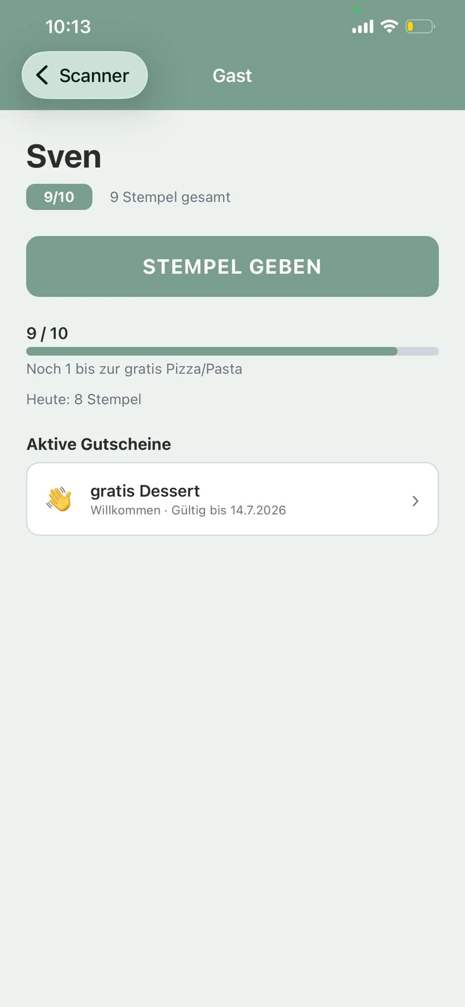 Service-App — Gast-Profil